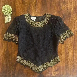 Laurence Kazar | Beautiful Vintage Heavily Beaded Blouse